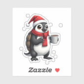Christmas Turtle with Santa Hat Coffee Lover Funny Sticker (Vel)