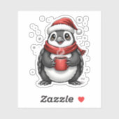 Christmas Turtle with Santa Hat Coffee Lover Funny Sticker (Vel)