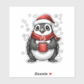 Christmas Turtle with Santa Hat Coffee Lover Funny Sticker (Vel)