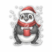 Christmas Turtle with Santa Hat Coffee Lover Funny Sticker (Voorkant)