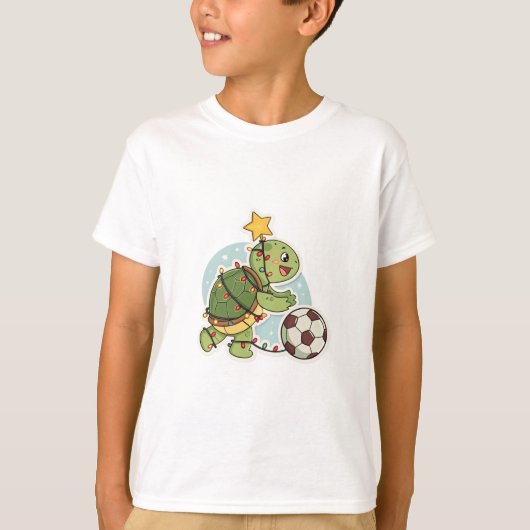 Christmas Turtle with Soccer Ball T-shirt (Voorkant)