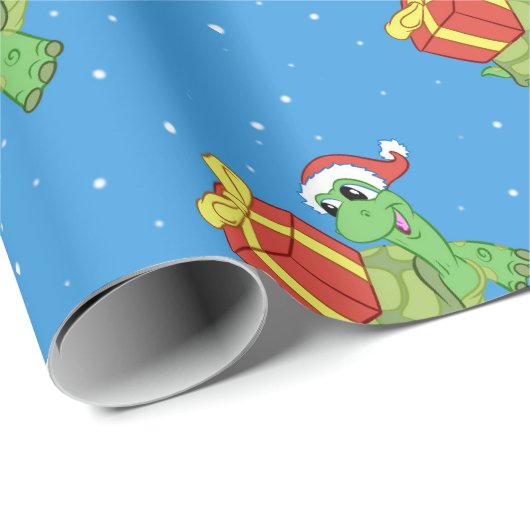 Christmas turtle with the gift cadeaupapier (Rol Hoek)