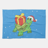Christmas turtle with the gift theedoek (Horizontaal)