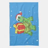 Christmas turtle with the gift theedoek (Verticaal)