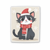 Christmas Tuxedo Cat Santa Scarf Ugly Xmas Women G Sticker (Voorkant)
