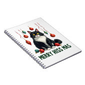 Christmas Tuxedo Cat with Holiday Decorations Merr Notitieboek (Rechterzijde)