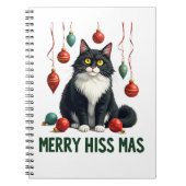 Christmas Tuxedo Cat with Holiday Decorations Merr Notitieboek (Voorkant)