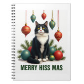 Christmas Tuxedo Cat with Holiday Decorations Merr Notitieboek (Voorkant)