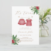 Christmas Twin Siblings Baby shower Uitnodiging (Staand voorkant)