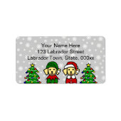 Christmas Twin Yellow Labrador Puppies Labels (Voorkant)