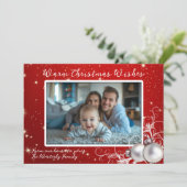 Christmas Twinkling Red One Photo Greeting Card (Staand voorkant)