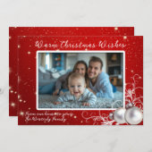 Christmas Twinkling Red One Photo Greeting Card (Voorkant / Achterkant)