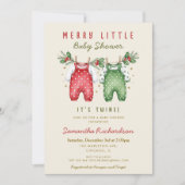 Christmas Twins Clothes Merry little baby shower Kaart (Voorkant)