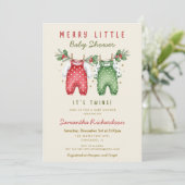 Christmas Twins Clothes Merry little baby shower Kaart (Staand voorkant)