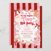 Christmas Two Be Jolly 2nd Birthday Invitation Kaart (Voorkant / Achterkant)