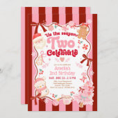 Christmas Two Celebrate 2nd Birthday Invitation Kaart (Voorkant / Achterkant)