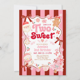 Christmas Two Sweet 2nd Birthday Invitation Kaart