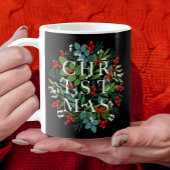CHRISTMAS Typografie Berries en Greenery Koffiemok