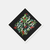 CHRISTMAS Typografie Berries Greenery op Black Servet (Hoek)