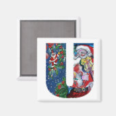 CHRISTMAS U BRIEF / SANTA MET VIOLIN MONOGRAM MAGNEET (Voorkant / Achterkant)