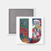 CHRISTMAS U BRIEF / SANTA MET VIOLIN MONOGRAM MAGNEET (Voorkant / Achterkant)