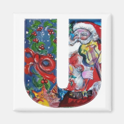 CHRISTMAS U BRIEF / SANTA MET VIOLIN MONOGRAM MAGNEET (Voorkant)