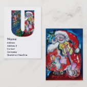 CHRISTMAS U BRIEF / SANTA MET VIOLIN MONOGRAM VISITEKAARTJE (Voorkant / Achterkant)