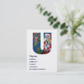 CHRISTMAS U BRIEF / SANTA MET VIOLIN MONOGRAM VISITEKAARTJE (Staand voorkant)