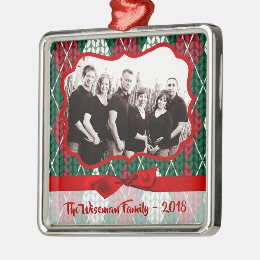 Christmas Ugly Sweater Groen Garen FOTO Ornament (Links)