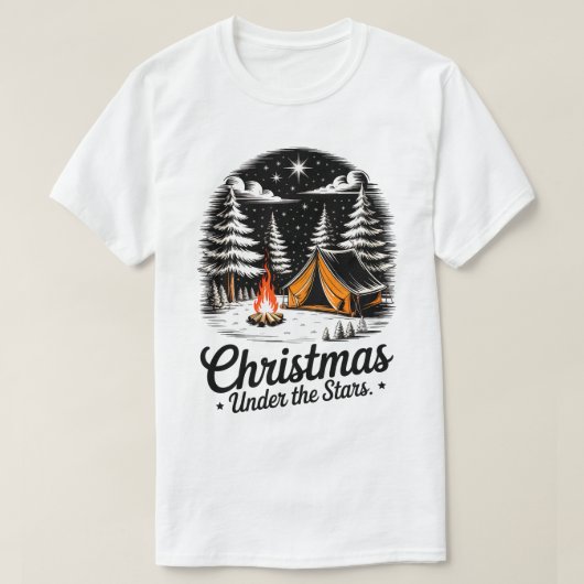 Christmas Under the Stars Camping Scene T-shirt (Design voorkant)