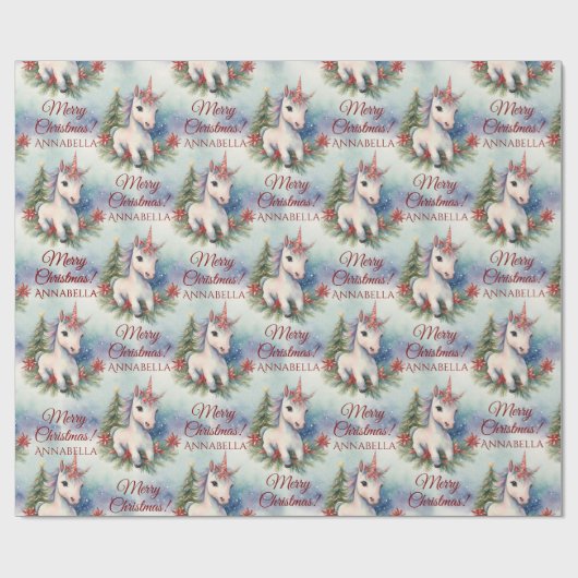Christmas Unicorn Cadeaupapier (Vlak)