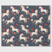 Christmas Unicorn | Candy Canes & Snow Cadeaupapier (Vlak)