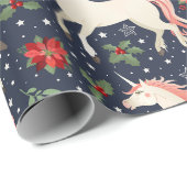 Christmas Unicorn | Candy Canes & Snow Cadeaupapier (Rol Hoek)