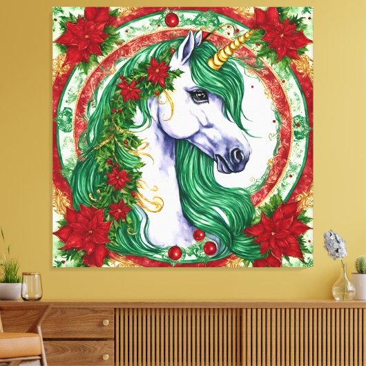 Christmas Unicorn Canvas Afdruk (Insitu (Woonkamer))