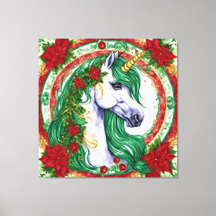 Christmas Unicorn Canvas Afdruk