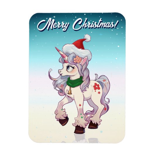 Christmas Unicorn Cartoon Magneet (Verticaal)