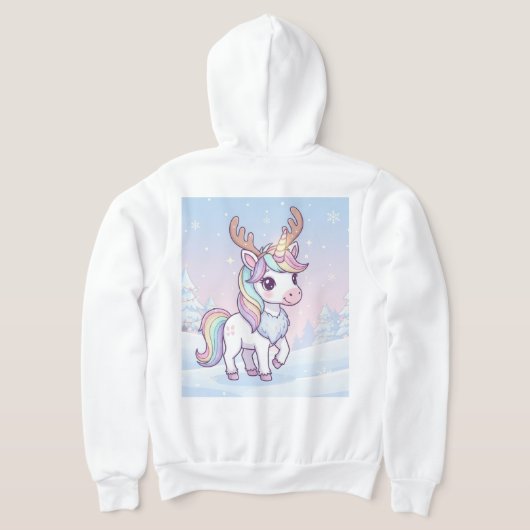 Christmas Unicorn Cute Holiday  Hoodie (Laag Achter)