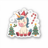 Christmas Unicorn Cute Magical Xmas Toddler Girls  Sticker (Voorkant)