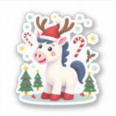 Christmas Unicorn Cute Magical Xmas Toddler Girls  Sticker (Voorkant)
