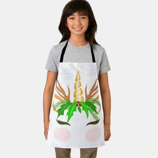 Christmas Unicorn Face Schort (Insitu)