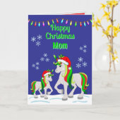 Christmas Unicorn Folded Greeting Card Kaart (Gele Bloem)