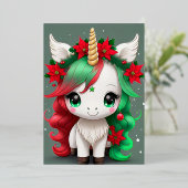 Christmas Unicorn Folie Feestdagenkaart (Staand Voorkant)