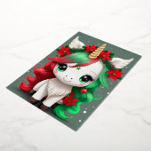 Christmas Unicorn Folie Feestdagenkaart (Gedraaid)