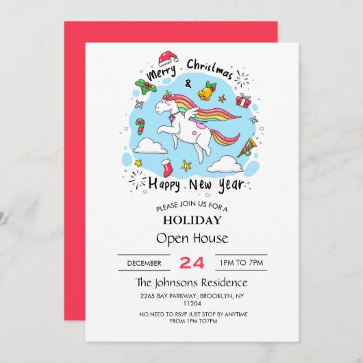 Christmas Unicorn Kaart (Voorkant / Achterkant)