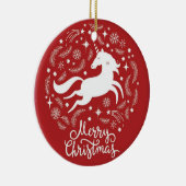 Christmas Unicorn Keramisch Ornament (Rechts)