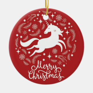 Christmas Unicorn Keramisch Ornament