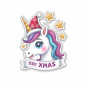 Christmas Unicorn Long Sleeve T-Shirt Sticker (Voorkant)
