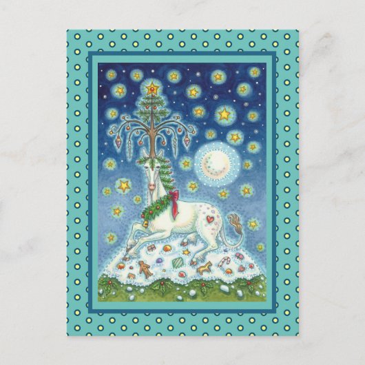 CHRISTMAS UNICORN, MAGIC HORN TREE, FANTASY HORSE BRIEFKAART (Voorkant)