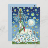 CHRISTMAS UNICORN, MAGIC HORN TREE, FANTASY HORSE BRIEFKAART (Voorkant / Achterkant)