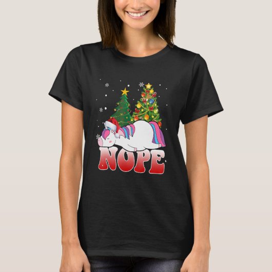 Christmas Unicorn Nope Tree  Unicorn   Xmas T-shirt (Voorkant)